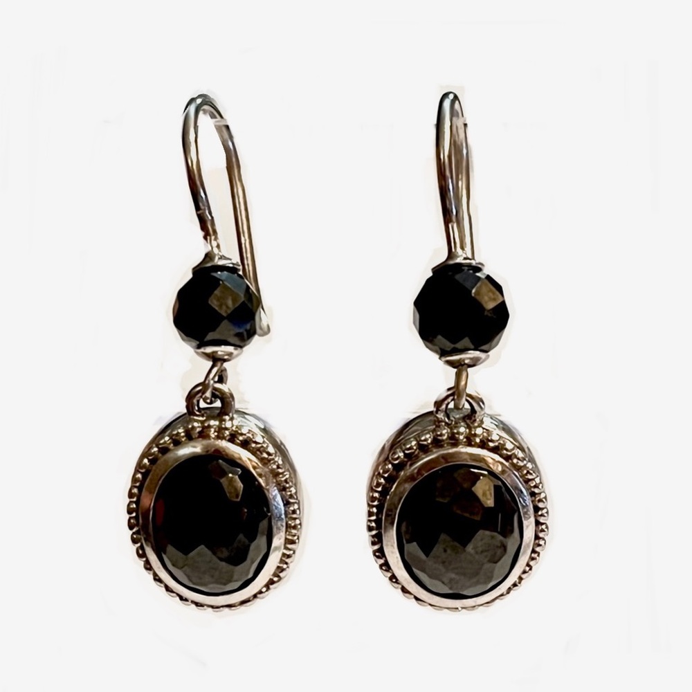 NWOT* Signed - Ti Sento Milano, Sterling Silver Onyx drop earrings